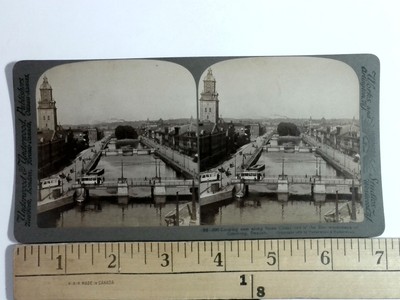 Underwood Stereoview Stora Canal Gothenburg Sweden Black & White 1906