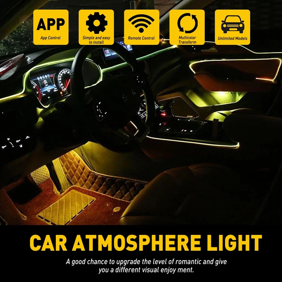 2X 6M LED RGB Coche Interior Atmósfera Luz Tira APP Música Control Lámpara Bluetoo Foto 3 de 4