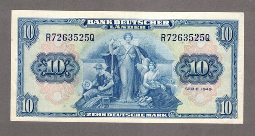 Banknote - 10 Deutsche Mark Serie 1949 - RO 258 - Erh. I-II