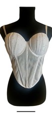 Size 38 White Corset With Tiny Silver Rhinestones