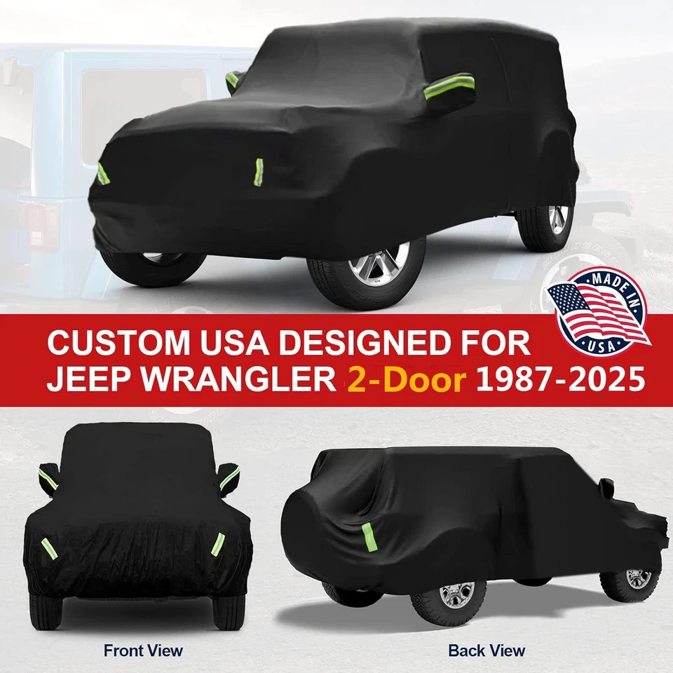 PEVA Custom Fit Full Outdoor Car Cover For Jeep Wrangler 2 Door All Weather 2DR - Image 2 of 4