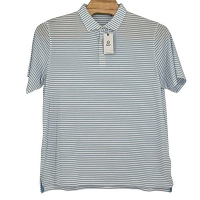 Tasc Performance NWT Men XXL Cloud Polo Short Sleeve Brookline Stripe White Blue