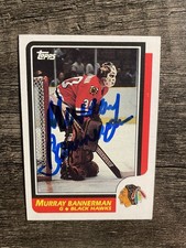 1986-87 Topps Hockey Murray Bannerman Signed Card #180 Black Hawks Auto