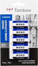 Tombow 57321 MONO Eraser, White, Small, 5-Pack. Cleanly 5-Pack, White 