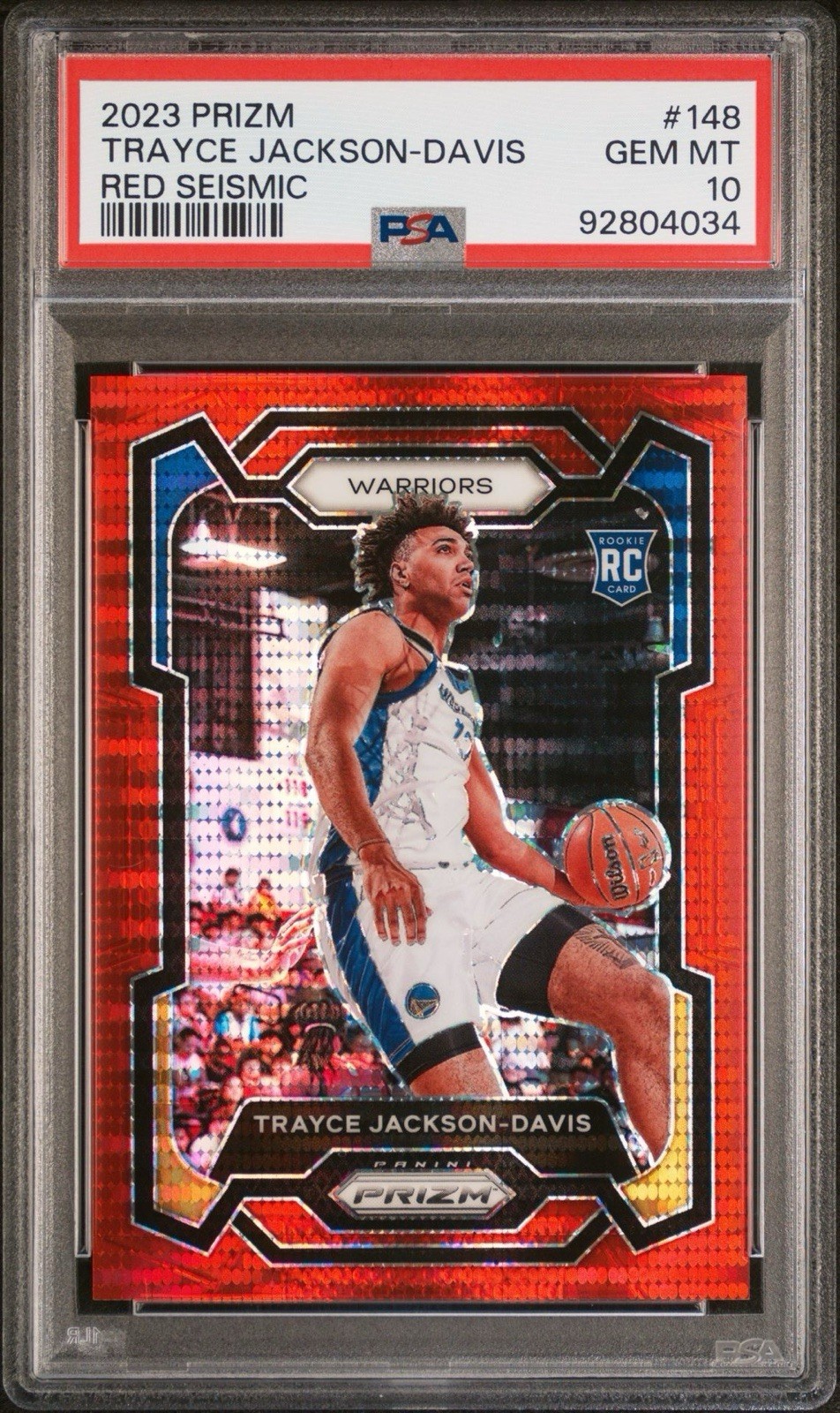 2023 Panini Red Seismic Prizm #148 Trayce Jackson-Davis RC Rookie /299 PSA 10