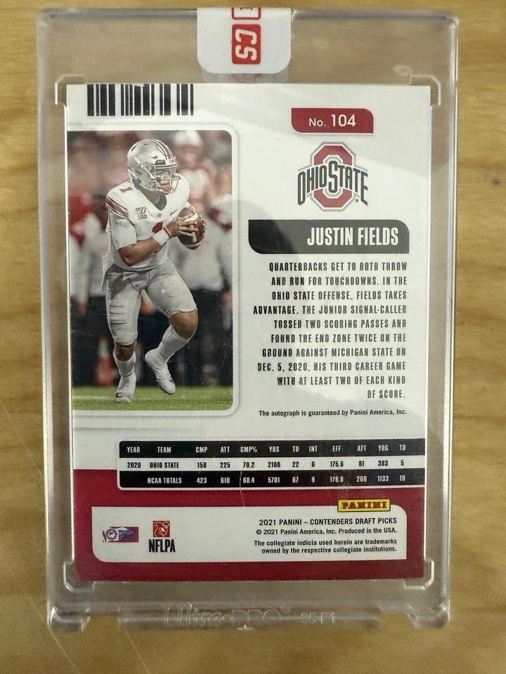 2021 Contenders Justin Fields College Ticket Auto  Sealed - Image 2 of 2