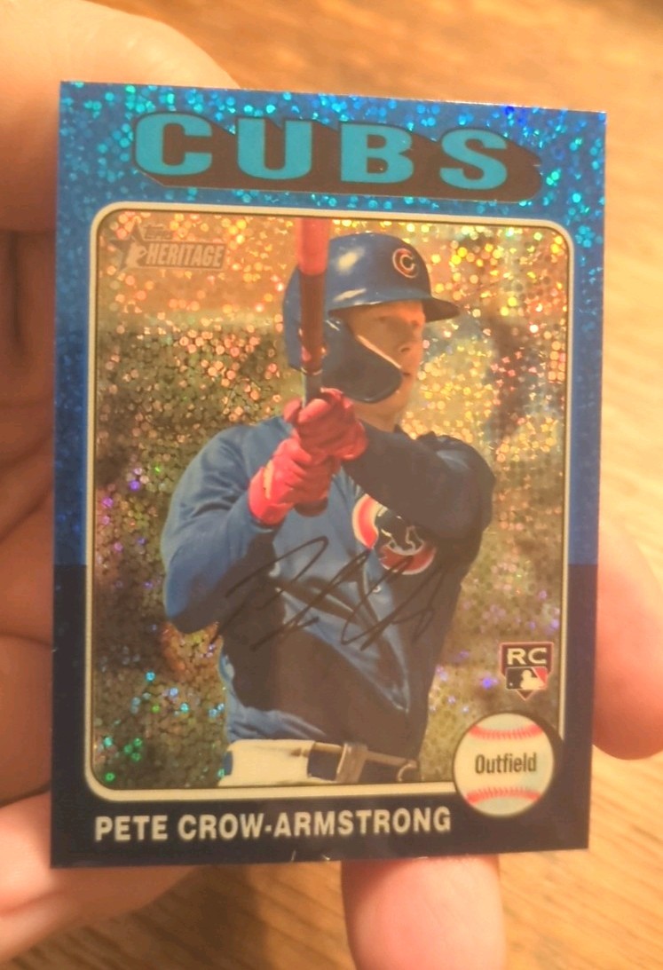 2024 Topps Heritage -Pete Crow-Armstrong #177 Chrome Blue Sparkle Refractor (RC)