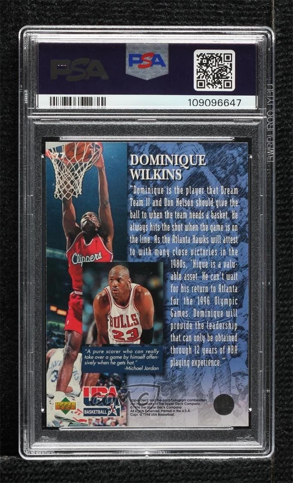 1994 Upper Deck USA Basketball Gold Medal Dominique Wilkins #77 PSA 9 MINT HOF - Image 2 of 2