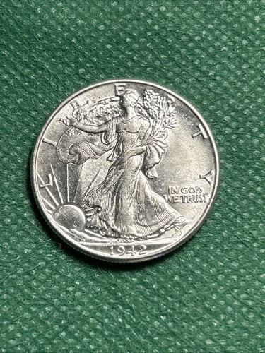 1942 50c Walking Liberty Half Dollar Uncirculated BU  90% Silver FREE Shipping