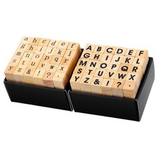 60Pcs Small Wooden Letter Stamps, Alphabet Letter Wood Rubber Stamp for Card