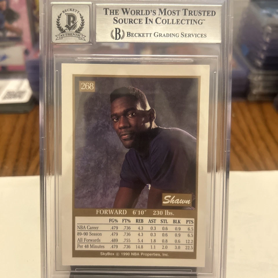 Skybox Shawn Kemp #268 1990-91 radiocontrol firmado automático Beckett autenticación grado 10🔥 Foto 2 de 2