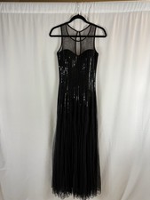 Elegant Black Mesh Sequin Evening Gown Sz:S maxi dress