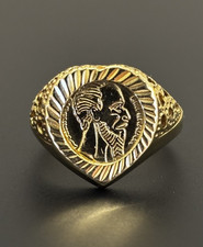 9ct 375 Yellow Gold Vintage Mexican Coin Ring, Size G 1/2, US 3.5
