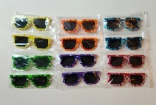 12PCS Pixel Sunglasses – Assorted Colors, Fun Party Favors for Kids Teens Adults