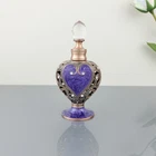 Vintage Purple Perfume Glass bottle Crystal Openwork Refillable Metal Empty Gift