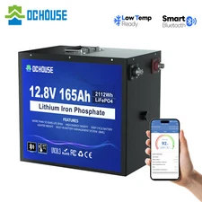 12V 165Ah LiFePO4 Lithium Battery Bluetooth monitoring Metal Case For RV Solar