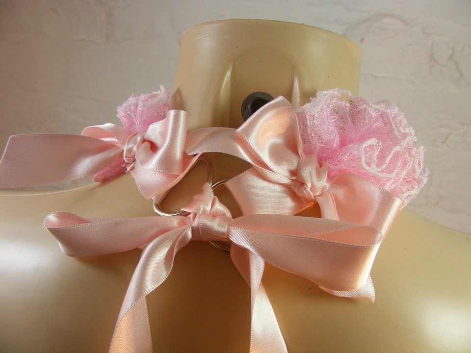 SISSY ADULT BABY pink lace DDLG CHOKER COLLAR LOLITA FANCY DRESS COSPLAY BELL - Image 2 of 4