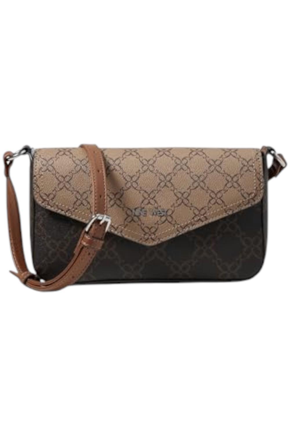 Nine West Womens Bowie Mini Flap Crossbody Brown Logo Multi 5090₽