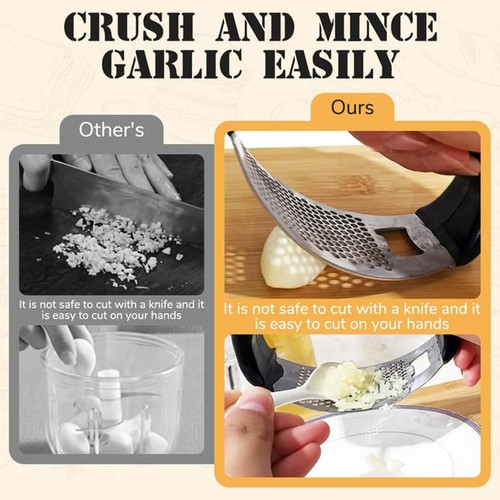 Stainless Steel Kitchen Garlic Press Crusher Rocking Mincer Manual Squeezer - Picture 9 of 9