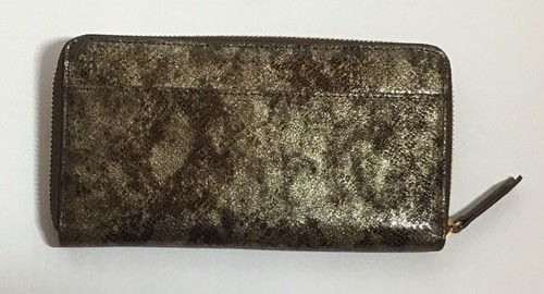 LODIS Metallic Gold Snake Print Zip Around Leather Wallet - NEW - Picture 2 of 4