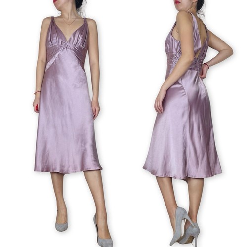 Carmen Marc Valvo Collection Mauve Silky Cocktail Dress Size 10 - Picture 16 of 24
