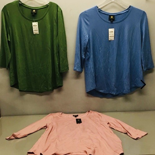 3 X Women's Macy's JM Collection Petite Top Sz P/L Curved Hem 3/4 Slv NEW - Picture 5 of 6
