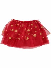 Infant  Toddler Girls Red Gold Layered Tutu Tulle Glitter Sparkle Baby Skirt