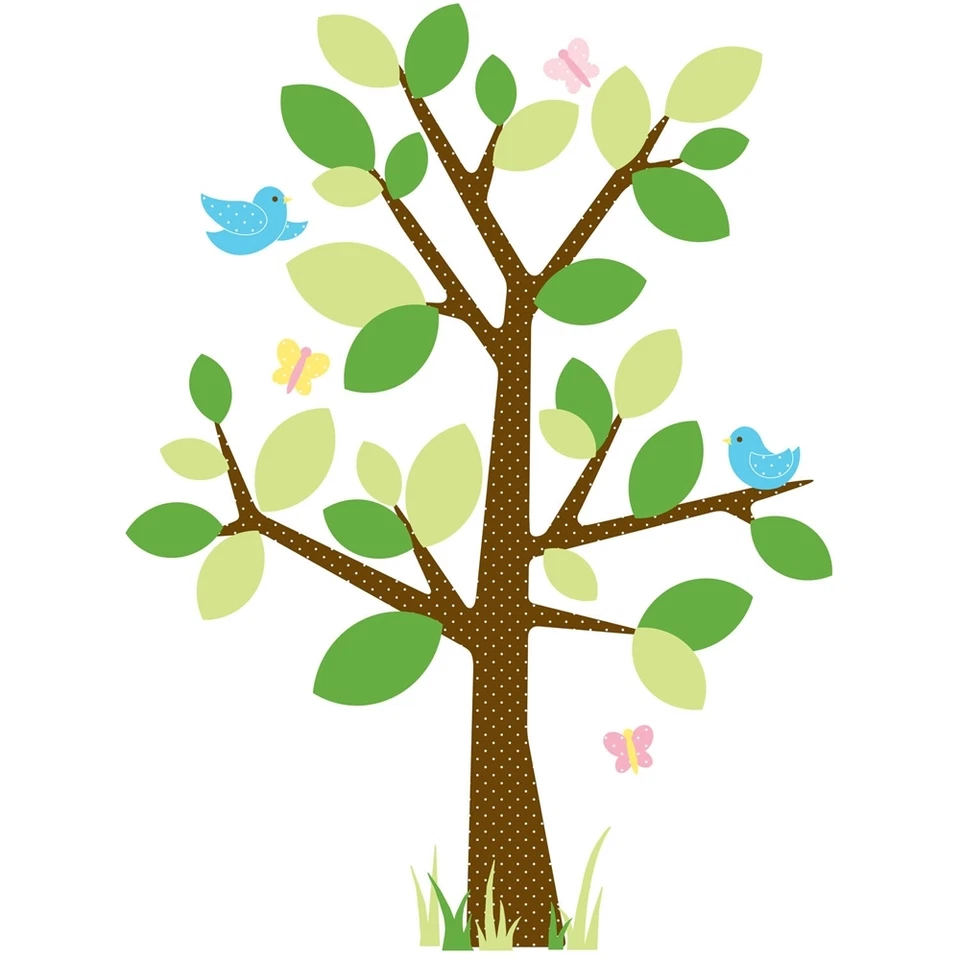 Calcomanías de pared de árbol gigante para calcomanías de lunares de guardería para dormitorio de niños verdes Foto 2 de 3