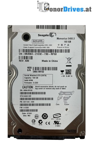 Seagate ST9160821AS - 9S1134-030 - 160 GB - SATA - PCB 100398689 Rev. C*