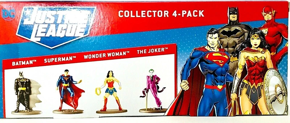 美泰 DC 正义联盟 4 件装微型收藏蝙蝠侠超人神奇女侠小丑 — 第 2/2 张图片