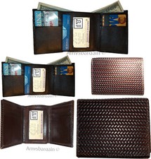 Lot of 5 men s wallet Woven Printed genuine Leather Man's Brown Trifold wallet