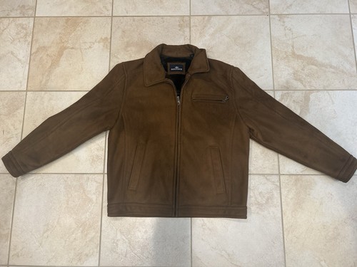 Dockers Men’s Faux Suede Dark Brown Jacket Mens Size M Faux Fur Lining Zipper - Picture 11 of 14