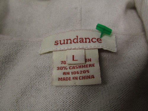 Sundance Sweater Womens Large Beige Cardigan Open Cashmere Blend - Picture 4 of 8