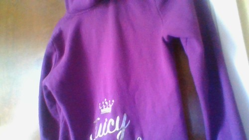 GOLD CROWN LOGO Juicy Couture Purple Hoodie Sweater Sz L 12/14 Zip Up GREAT COND - Picture 15 of 22