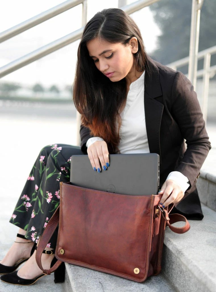 Women s Leather Briefcase Business Laptop Bag Attache Messenger