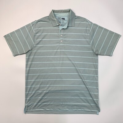 Matte Grey Polo Shirt Mens L Large Striped Stretch Side Seam