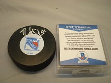 Derek Stepan Signed New York Rangers Hockey Puck Autographed Beckett BAS COA 1D