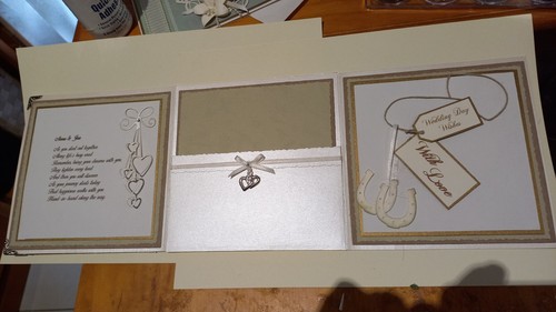 Personalize Vintage/rustic wedding heart 3 open handcrafted card gold Foil verse - Picture 6 of 10
