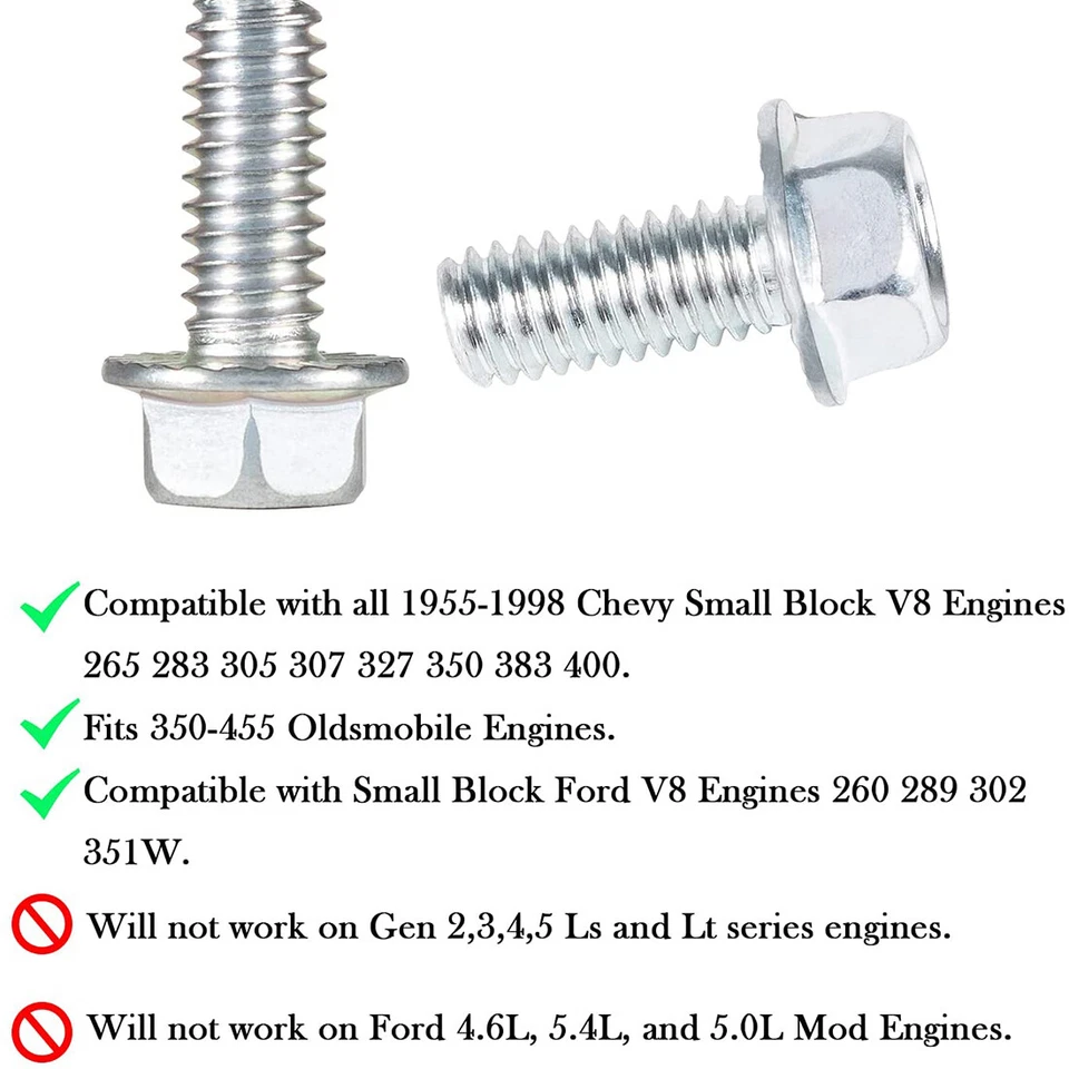 Pernos de cárter de aceite SBC para bloque pequeño Chevy 283 327 350 400 bloque pequeño Ford 260 289 Foto 2 de 4