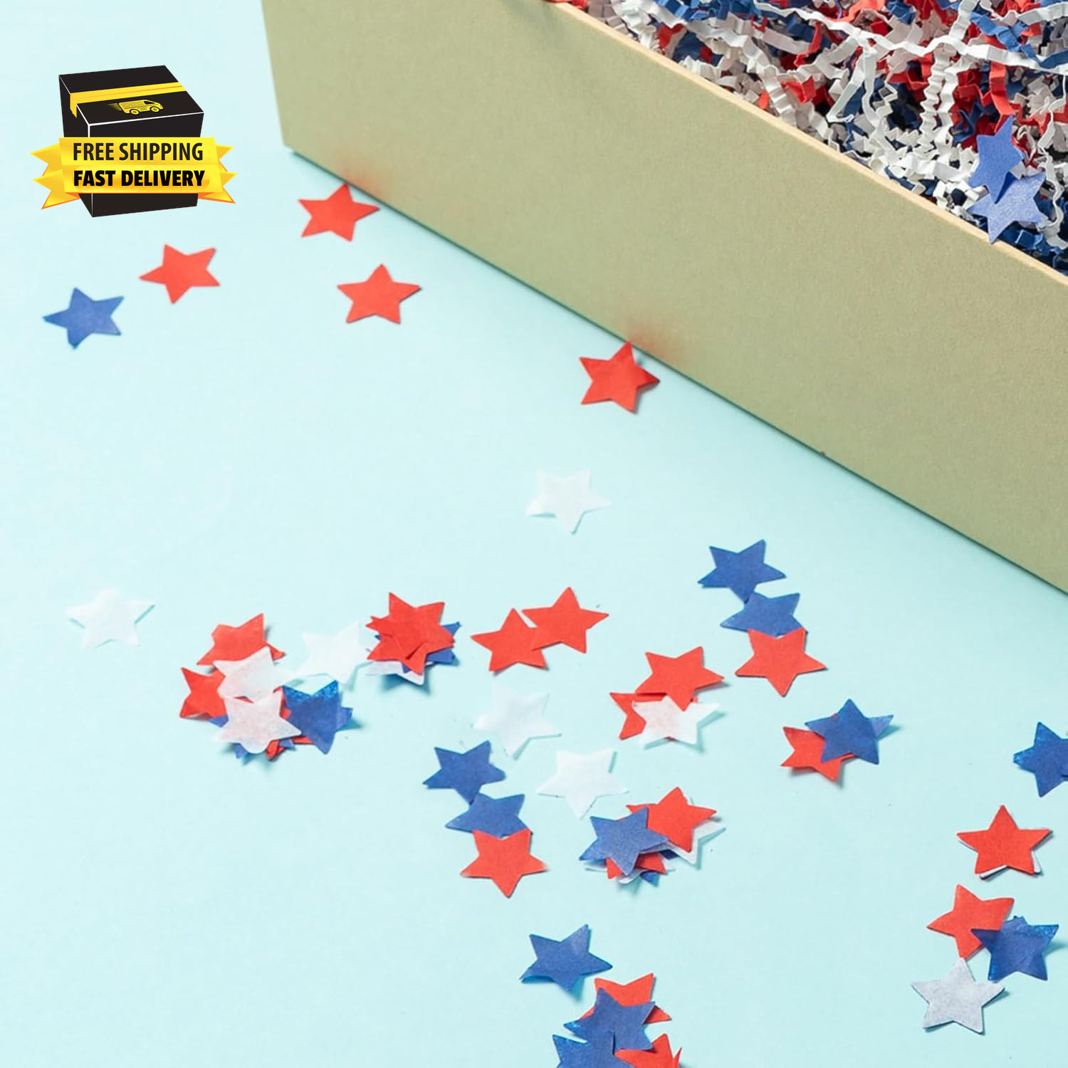8000Pcs Patriotic Star Confetti Decoration, 4Th of July Blue Red White Paper Sta
