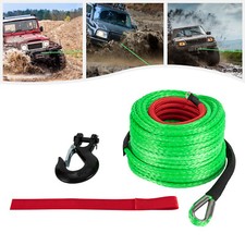 38x100 Synthetic Winch Rope 23809lbs10t Breaking Strength Green With Hook