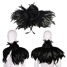 Gothic Real Feather Cape Shawl Stole Poncho Choker Collar Dress Fancy Costume