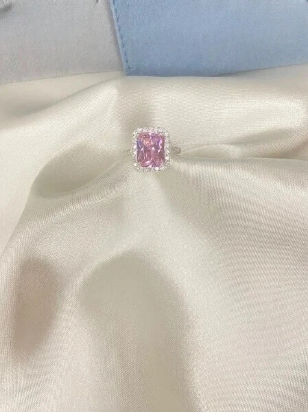 4.50 Ct Emerald Natural Pink Sapphire & Diamond Engagement Ring 14K White Gold - Image 2 of 4