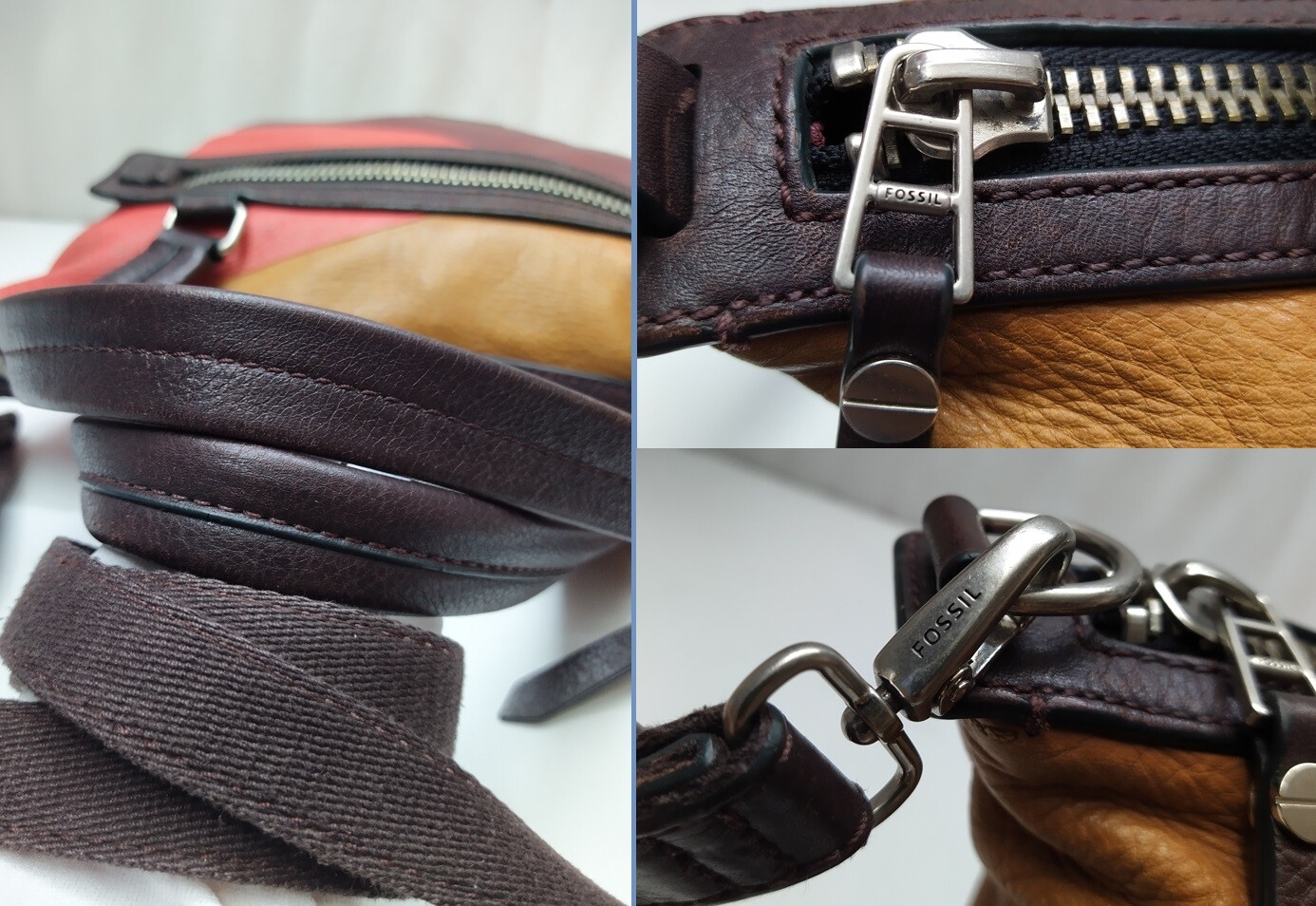 Fossil Dawson Patchwork Multicolor Leather Satche… - image 5