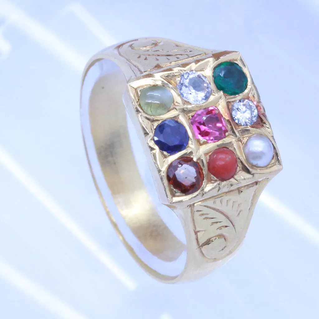 Navaratna ring shop silver