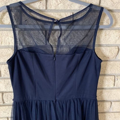 Eliza J Illusion Navy Blue Flower Detail Semi Sheer Party/Cocktail Dress Medium - Picture 22 of 24