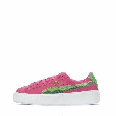 puma suede pink green