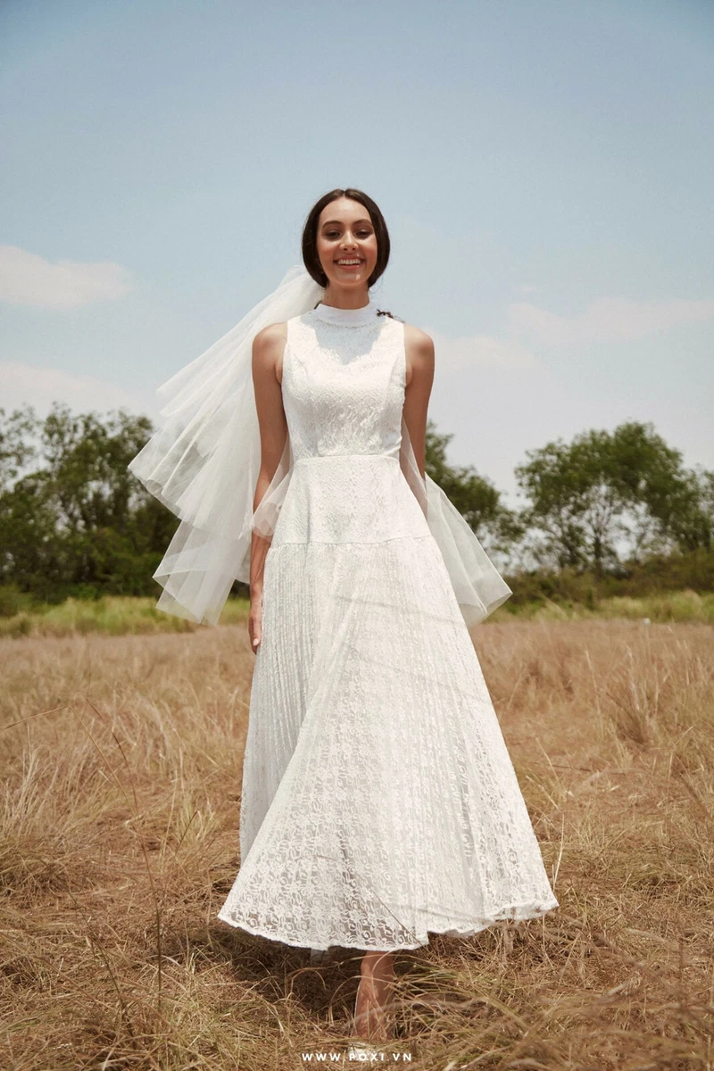 Lulus White Pleated Lace Overlay Wedding Dance Dress Midi Small Davids  Bridal