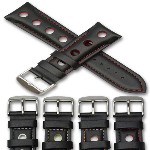 Genuine Leather Rally Racing Sport Strap Black Grand Prix Thick Band Replacement - 第 2/6 張圖片