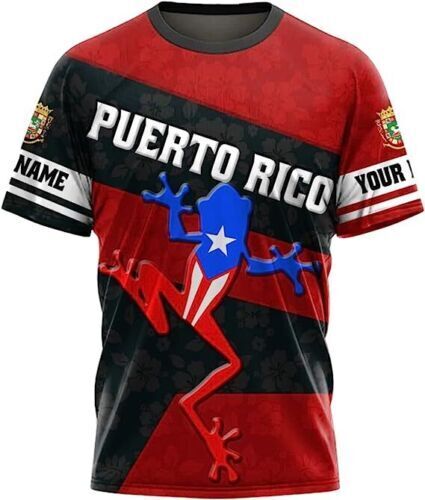 T-SHIRT Personalisierter Name Puerto Rico 3D Muttertag Geschenk Allover Print US-Größe - Bild 1 von 3